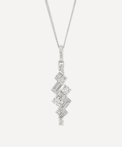 Kojis 18ct White Gold Abstract Diamond Pendant Necklace In White Gold