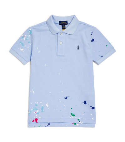 Ralph Lauren Kids' Boy's Splatter-paint Mesh Knit Polo Shirt In Elite Blue  | ModeSens