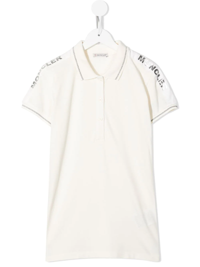 Shop Moncler Teen Logo-print Polo Shirt In White