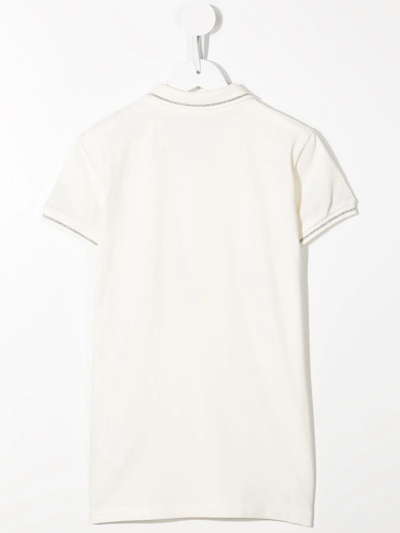 Shop Moncler Teen Logo-print Polo Shirt In White