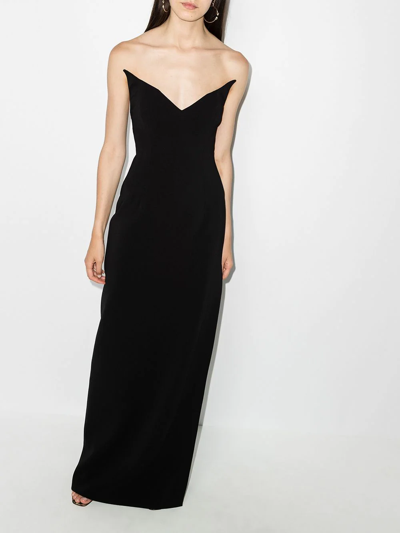 Monot Womens Black Strapless V-neck Stretch-woven Gown 8 In Black