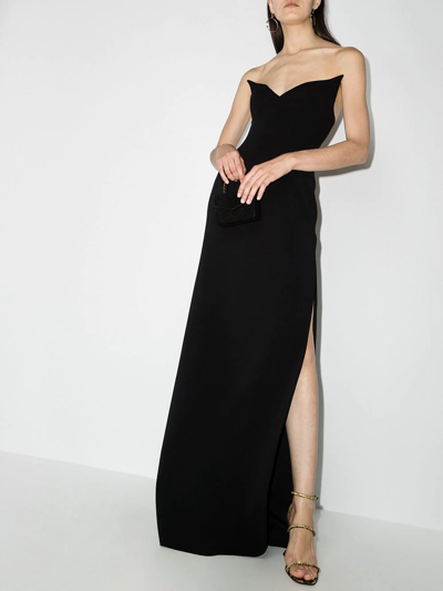 Monot Womens Black Strapless V-neck Stretch-woven Gown 8 In Black