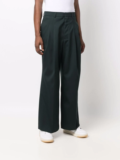 Shop Ami Alexandre Mattiussi Wide-legged Tailored Trousers In Green