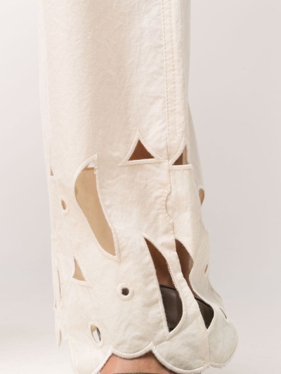 Shop Nanushka Embroidered Straight-leg Trousers In Neutrals