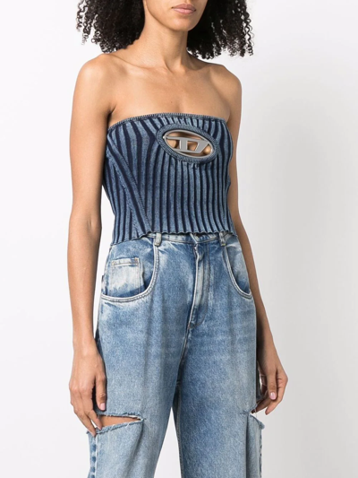 Shop Diesel M-clarksville Logo-plaque Bandeau Top In Blue