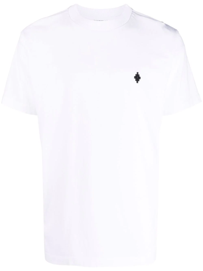 Shop Marcelo Burlon County Of Milan Cross-logo Embroidered Cotton T-shirt In White