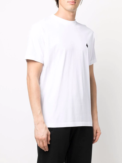 Shop Marcelo Burlon County Of Milan Cross-logo Embroidered Cotton T-shirt In White