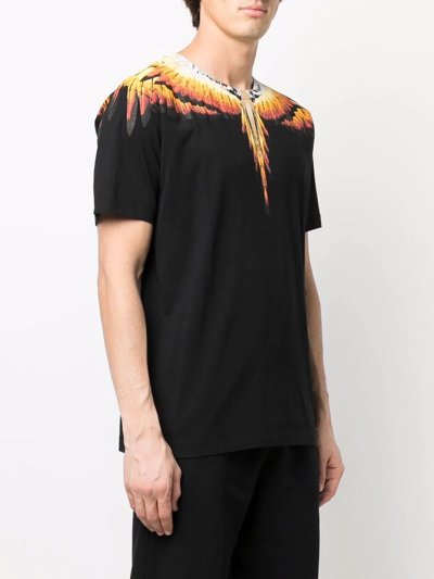 Shop Marcelo Burlon County Of Milan Solfolk Wings-print Cotton T-shirt In Black