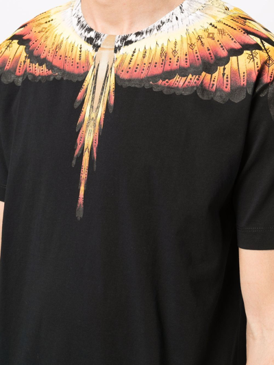 Shop Marcelo Burlon County Of Milan Solfolk Wings-print Cotton T-shirt In Black