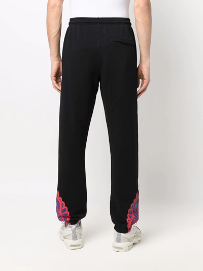 Shop Marcelo Burlon County Of Milan Curved Wings-print Drawstring Cotton Joggers In Black