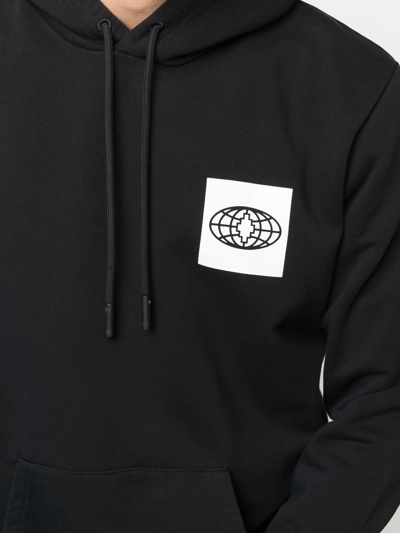 Shop Marcelo Burlon County Of Milan Logo-patch Cotton Hoodie In Black