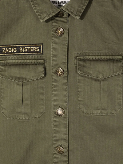 Shop Zadig & Voltaire Logo-patch Denim Shirt Dress In Green