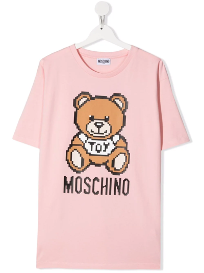 Shop Moschino Teddy Bear Graphic T-shirt In Pink