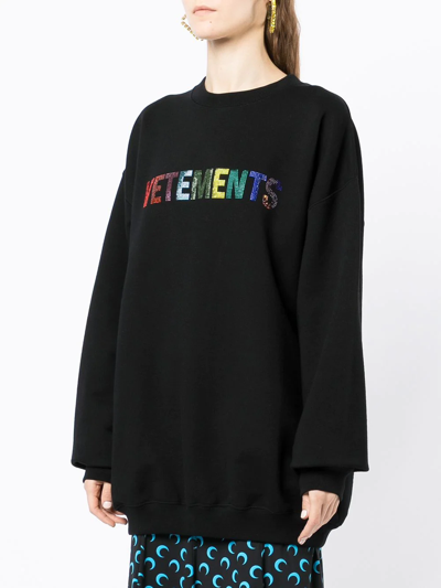 Shop Vetements Rainbow Stud Logo Sweatshirt In Black