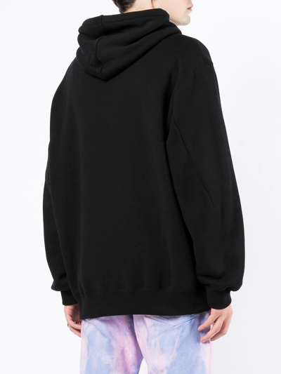 Shop Doublet Graphic-print Cotton Hoodie In Black