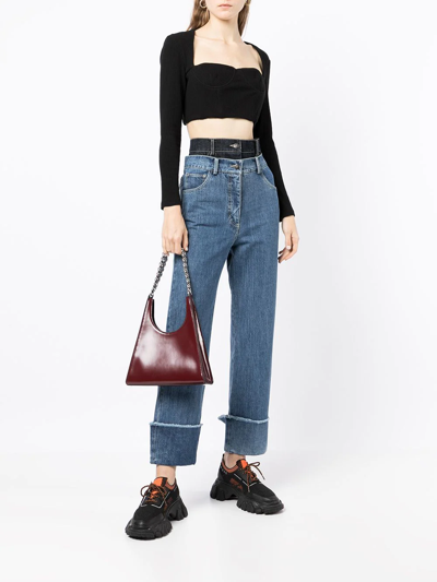 Rokh Washed Double-layer Jeans In Blue