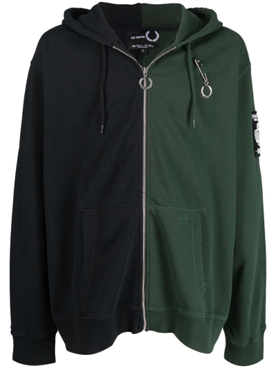 Fred Perry Colour-block Zip-up Hoodie In Green