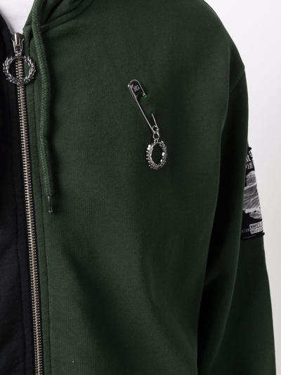 Fred Perry Colour-block Zip-up Hoodie In Green