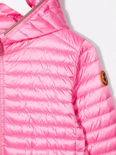 Shop Save The Duck Logo-patch Padded Jacket In Pink