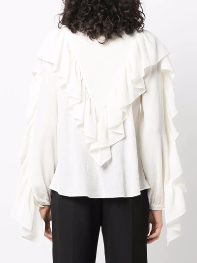 Shop Rochas Ruffle-trimmed Blouse In White