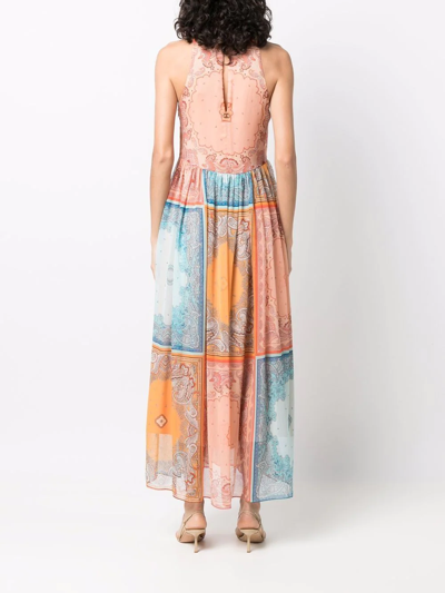 Shop Twinset Bandana-print Panelled Dress In Orange