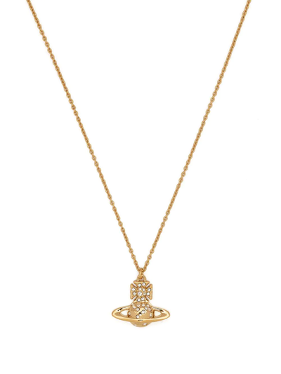 Shop Vivienne Westwood Orb Crystal-embellished Necklace In Gold
