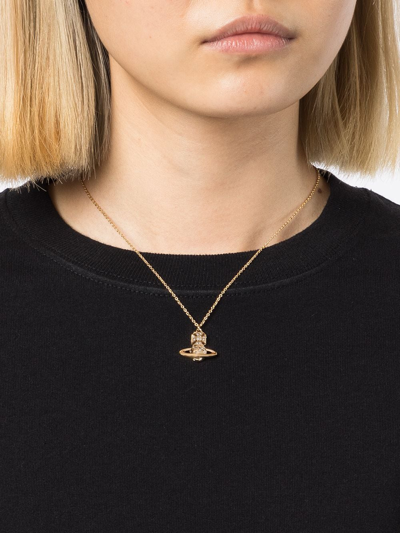 Shop Vivienne Westwood Orb Crystal-embellished Necklace In Gold