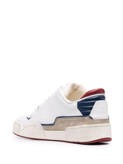 Shop Isabel Marant Colour-block Panelled Leather Sneakers In White