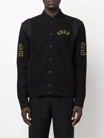 Shop Givenchy 4g-logo Embroidered Bomber Jacket In Black