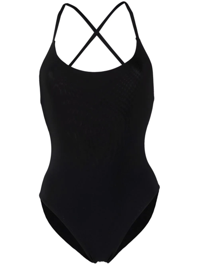 Shop Lido Criss-cross Back Swimsuit In Black