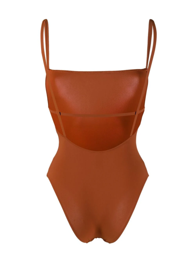 Shop Lido Strap Detail Swimsuit In Brown