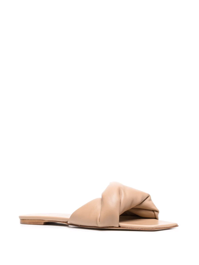 Shop Studio Amelia Padded Leather Sandals In Neutrals