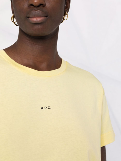 Shop Apc Logo-print T-shirt In Yellow