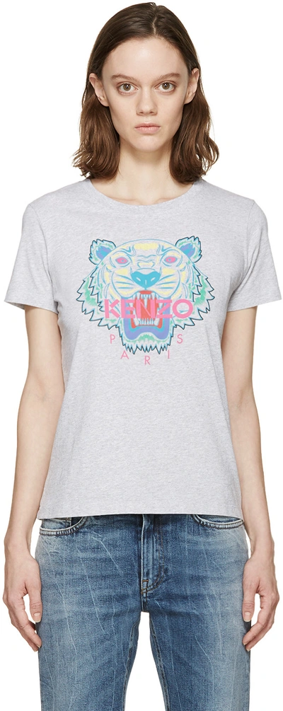 Kenzo Tiger Printed Cotton Jersey T-shirt In Lghtgrey