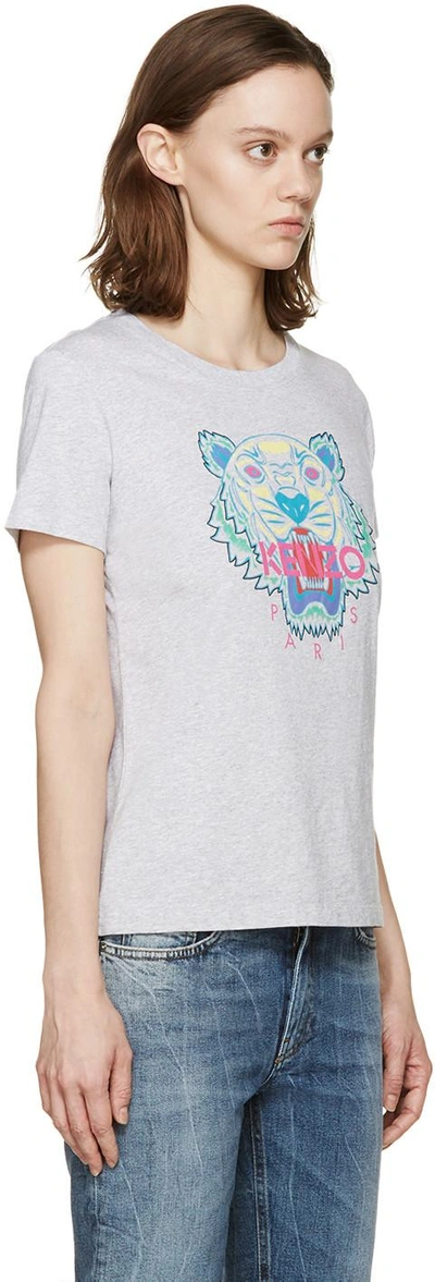 Shop Kenzo Grey Tiger Logo T-shirt