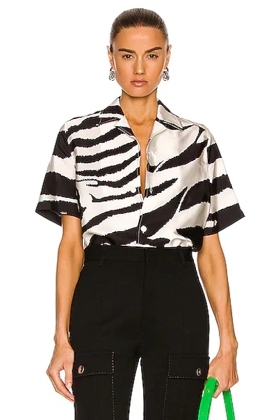 Shop Bottega Veneta Zebra Silk Shirt In Black & White