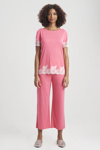 Shop Natori Luxe Shangri-la Short Sleeve Pajamas Set Basics In Heather Sunset Pink
