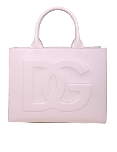 Shop Dolce & Gabbana Logo Embossed Tote Bag In Pink