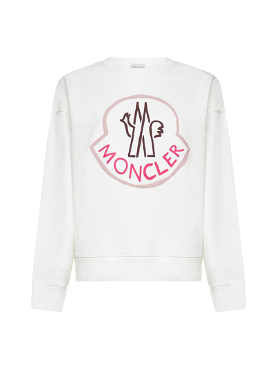 Moncler Logo Graphic Sweatshirt In White | ModeSens