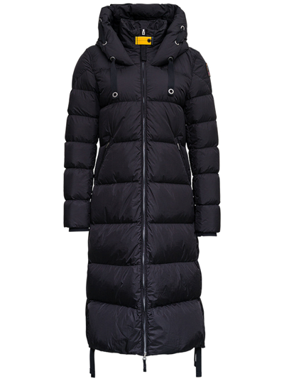 Shop Parajumpers Panda Quilted Long Down Hooded Jacket In Black