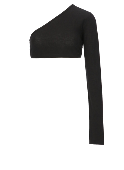 Shop Rick Owens Single Shoulder Cropped Top In Black