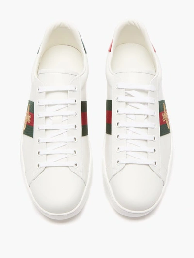 GUCCI ACE BEE-EMBROIDERED LEATHER TRAINERS 