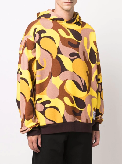 Marni Abstract Camouflage-print Hoodie In Yellow