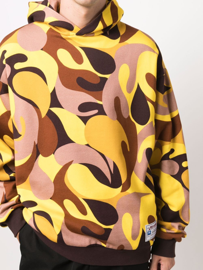 Marni Abstract Camouflage-print Hoodie In Yellow