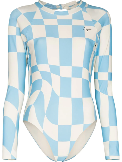 Shop Abysse Billie Check-print Wetsuit In Blue