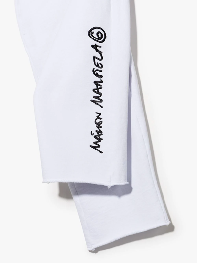 Shop Mm6 Maison Margiela Logo-embroidered Cotton Track Pants In White
