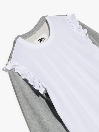 Shop Mm6 Maison Margiela Contrast-panel Long-sleeve Dress In White