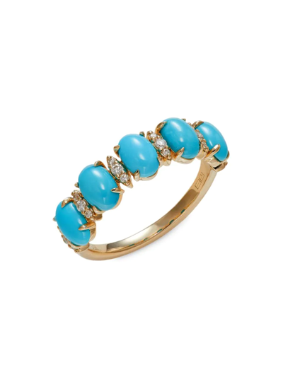 Effy Women's 14k Yellow Gold, Turquoise & Diamond Ring In Turquoise