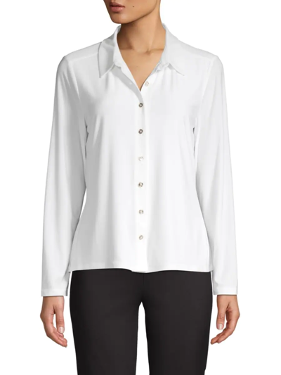Shop Tommy Hilfiger Women's Long-sleeve Knit Shirt In Ivory