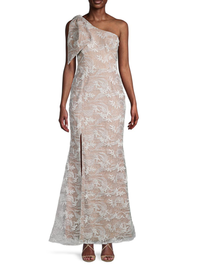 Shop Dress The Population Women's Genevieve One-shoulder Lace Gown In White